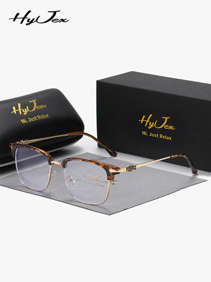 Unisex Vintage Sunglasses Brow Bar Frame, Casual Trendy Half Rim Glasses, Metal Plastic Frame, All Seasons Wear, Decorative Lenses, Square Browline Glasses